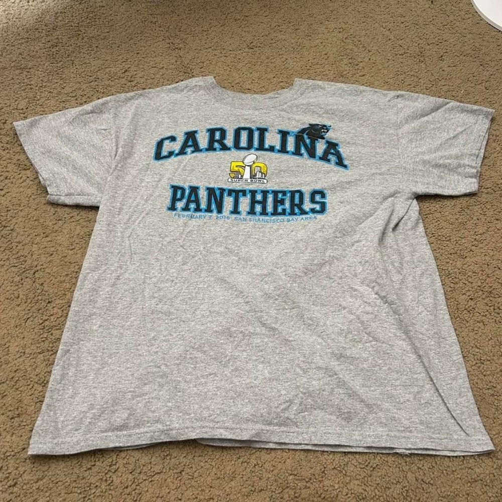 Carolina Panthers Super Bowl 50‎ grey t-shirt Size L